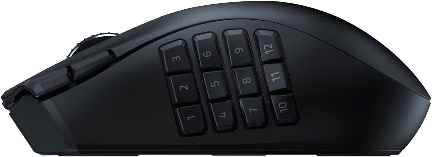 Razer Naga V2 HyperSpeed Wireless MMO Gaming Mouse Ergonomic, 19 Programmable Buttons, Black