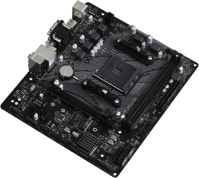 Asrock B550M-HDV Motherboard, AMD B550, AM4, Micro ATX, 2 DDR4, VGA, DVI, HDMI, PCIe4, M.2