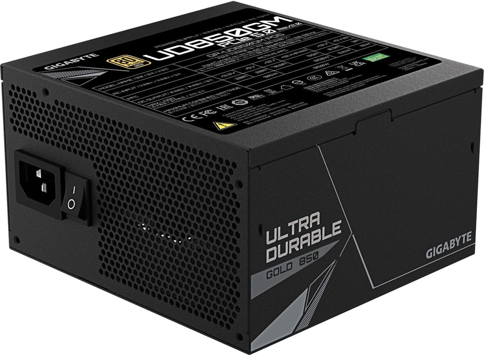 Gigabyte 850W ATX PSU, Fully Modular, 80+ Gold, PCIe5, UD850GM PG5, Power Supply