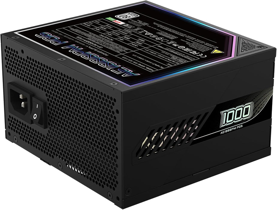 Gigabyte Aorus Elite 1000W Power Supply, 80+ Platinum, Fully Modular PSU, PCIe 5.0, ATX