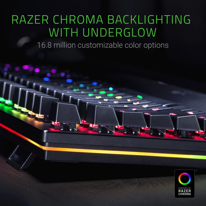 Razer Huntsman Elite Gaming Keyboard Opto Mechanical Key, Purple Switch, RGB Chroma, Ergonomic, Wrist Rest, UK Layout