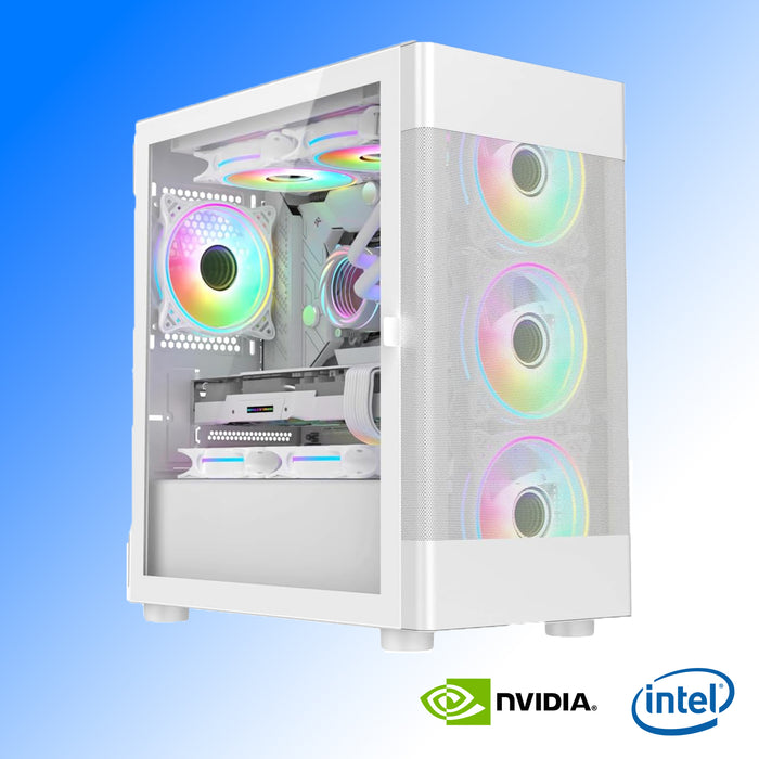 white built gaming desktop PC, cheap price computer
