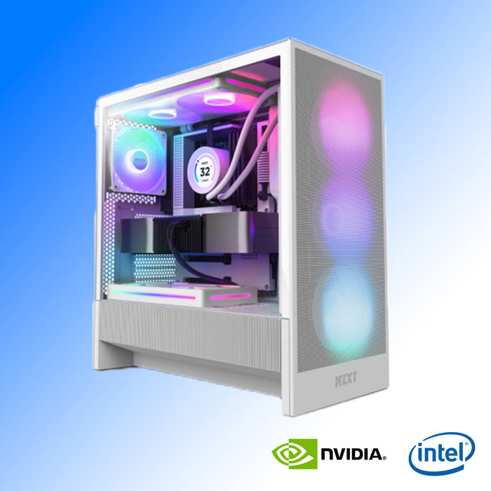 desktop computer for gamers, white built gaming PC