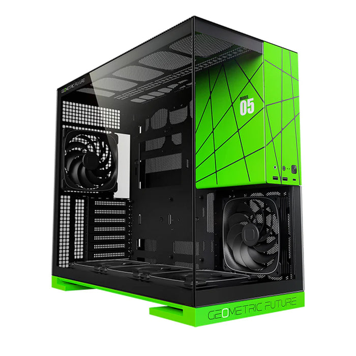 NVidia limited edition geometric future model 5 gaming ATX desktop PC Case, Green