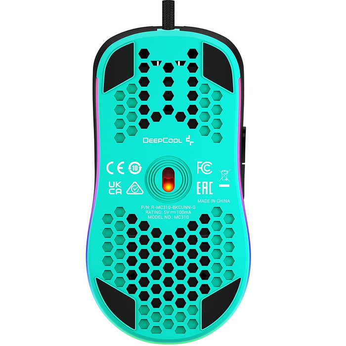 DeepCool MC310 Gaming Mouse, RGB LED Lighting, High Precision 12800 DPI Optical Sensor, PTFE Mouse Feet, 7 Programmable Button