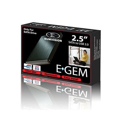 SUMVISION Egem 2.5" Sata To USB Aluminium Enclosure Grey