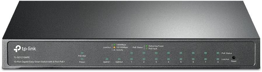 TP-Link TL-SG1210MPE 10 Port Gigabit Easy Smart Switch, 8 port PoE+, 9-Port RJ45, 1-Port Combo SFP-RJ45
