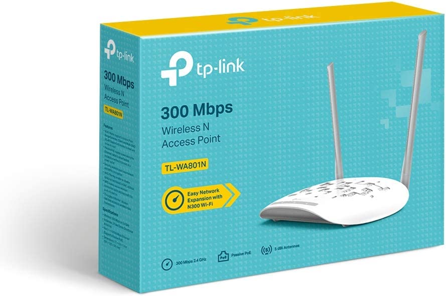 TP-Link TL-WA801N Wireless N Access Point 2.4Ghz 300Mbps, Fixed Antennas, Multi-mode Repeater, Multi-SSID, Client, Bridge with AP