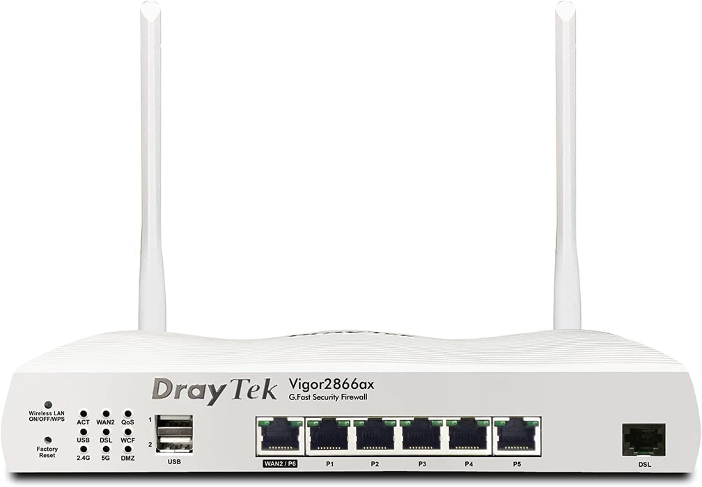 DrayTek Vigor 2866ax Dual-WAN VDSL2/ADSL2+ WiFi 6 Router w/ Load Balancing, VPN & 3G/4G LTE Support (2974Mbps AX)