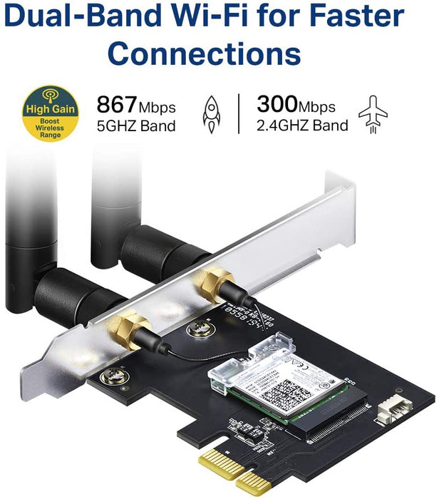 TP-LINK (Archer T5E) AC1200 (300+867) Wireless Dual Band PCI Express Adapter, Bluetooth 4.2