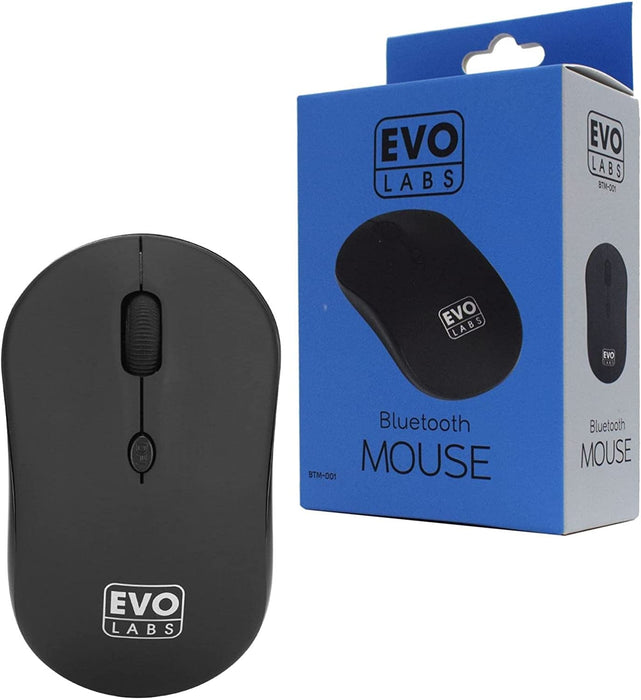 Evo Labs Bluetooth Mouse Optical 800 DPI, Wireless Mouse, 4 Buttons, BTM-001, Matte Black
