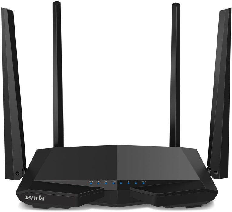 Tenda AC6 AC1200 Wireless Dual Band Router, Black 3-port Wireless Cable, 867Mbps/5GHz+ 300Mbps/2.4GHz