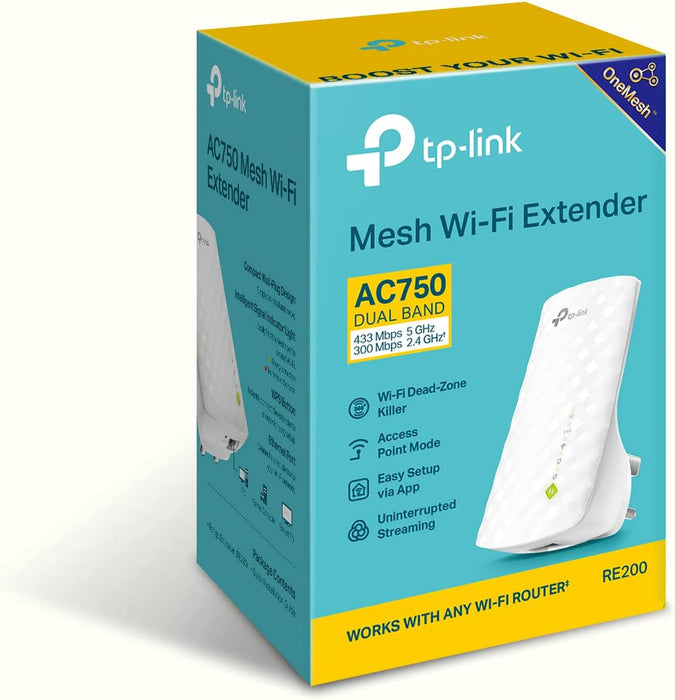 TP-Link AC750 Wi-Fi Range Extender Dual Band 5 GHz, 2.4 GHz RE200