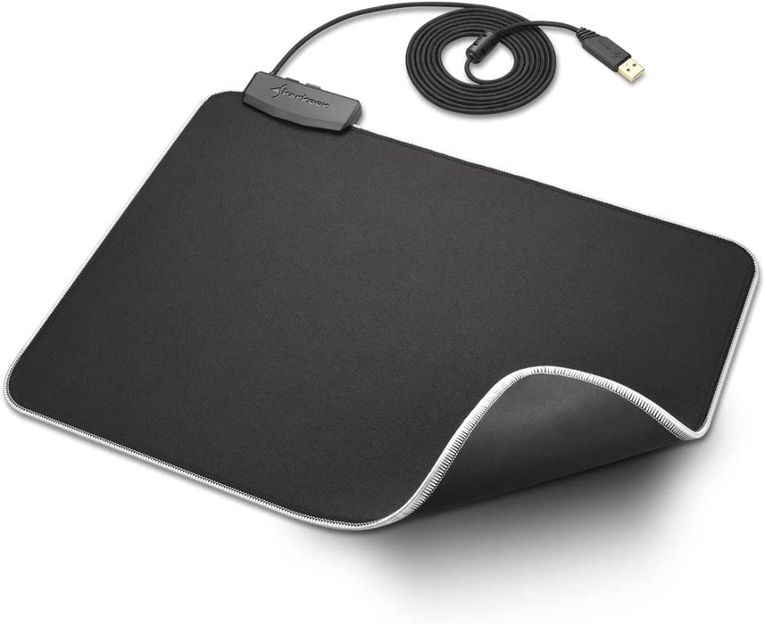 Sharkoon 1337 RGB Illuminated Gaming Mouse Mat, Soft Gaming Mouse Pad, Non-Slip Material, Large, Black