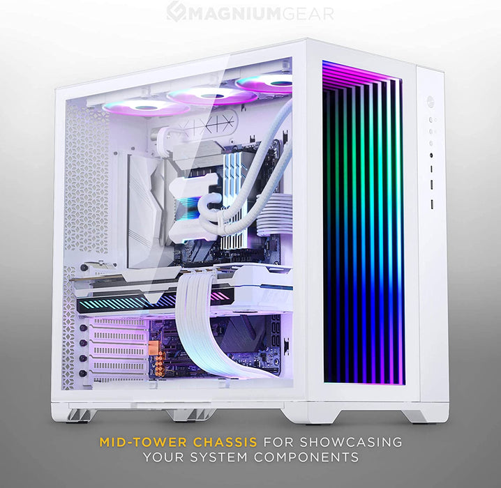 MagniumGear NEO Qube 2 ATX MidTower Gaming PC Case Tempered Glass, Infinity Mirror CPU Cooler