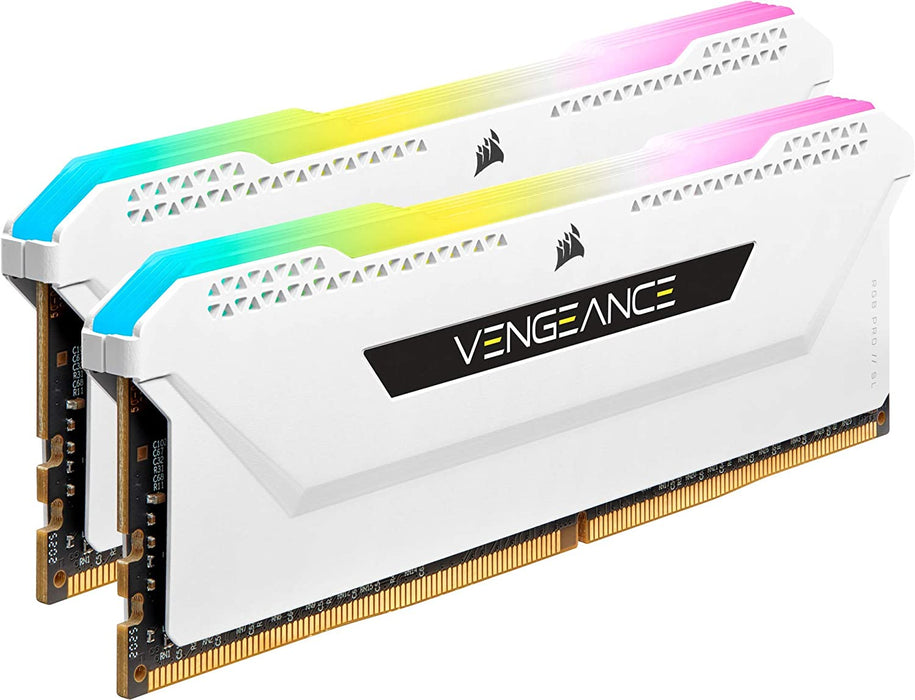 Corsair Vengeance RGB Pro SL 16GB Memory Kit (2 x 8GB), DDR4, 3600MHz (PC4-28800), CL18, XMP 2.0, White