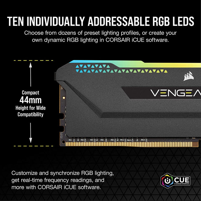 Corsair Vengeance RGB Pro SL 16GB RAM, DDR4, 3600MHz, CL18, 2x8gb, Desktop Memory Kit, Black