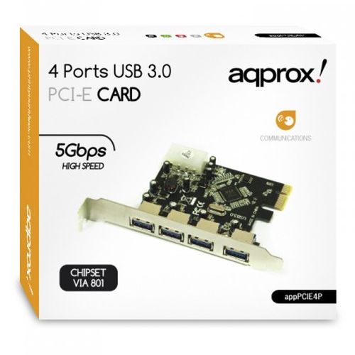 Approx (APPCIE4P) 4-Port USB 3.0 Card, PCI Express