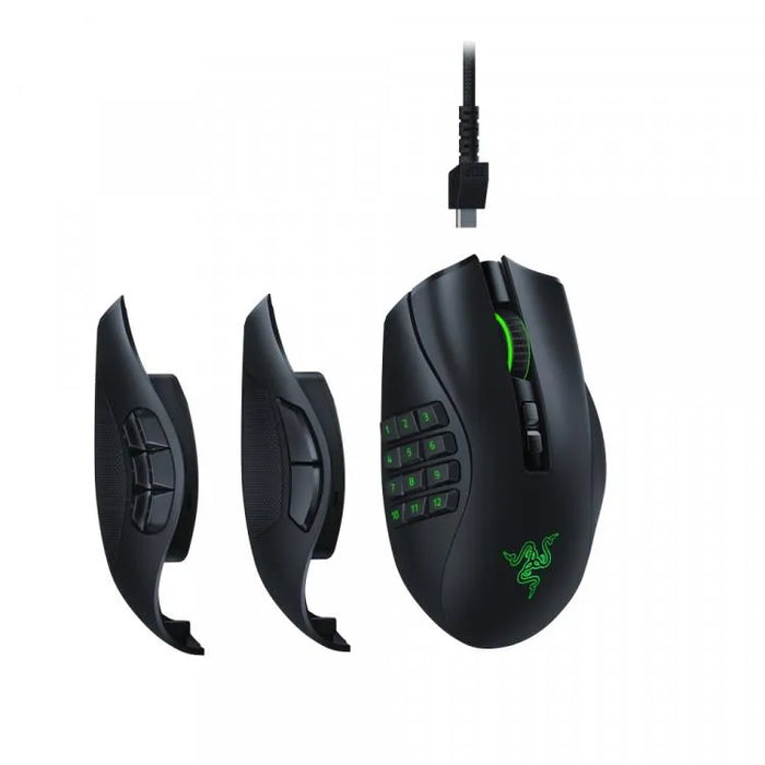Razer Naga Pro Modular Wireless Gaming Mouse with Interchangeable Side Panels, 19 + 1 Programmable Buttons, 3 Swappable Side Plates, Black