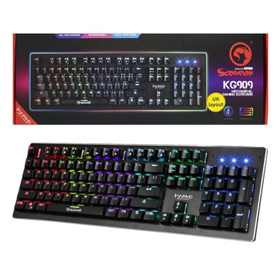 gaming mechanical keyboard blue switches full size rainbow backlit