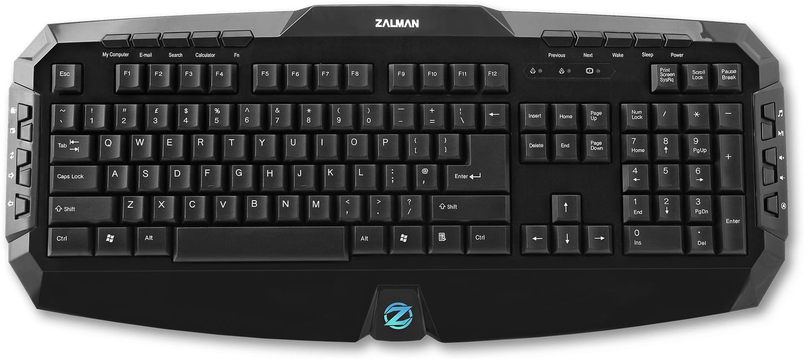 Zalman ZM-K300M Multimedia Keyboard With 20 Hot Keys, Ergonomically Design, 8 Blue Coloured Replacement Gaming Keys