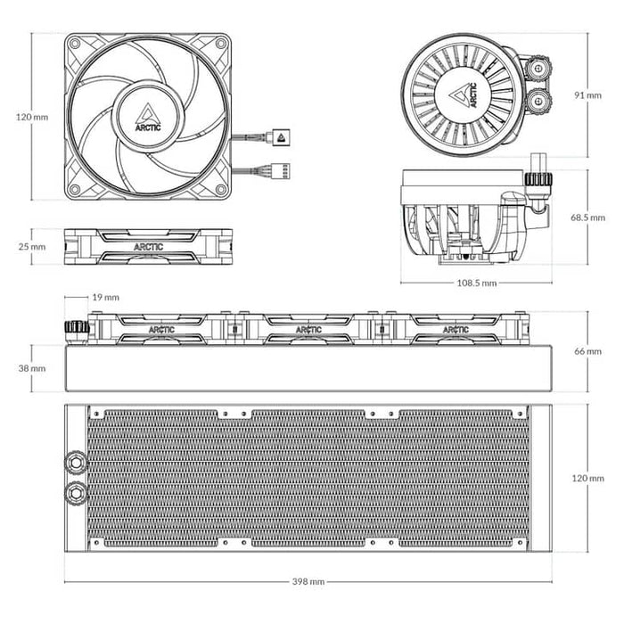 ARCTIC Liquid Freezer III Pro 360 A‑RGB – 360mm AIO Liquid Cooler, 131 m³/h Airflow