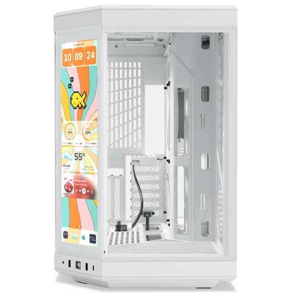 Hyte Y70 Touch Infinite Snow White E‑ATX PC Case with 14.9" Display