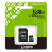 Kingston 128GB Canvas Select Plus Gen3 microSDXC memory card with 150MB/s read speed and A1 performance
