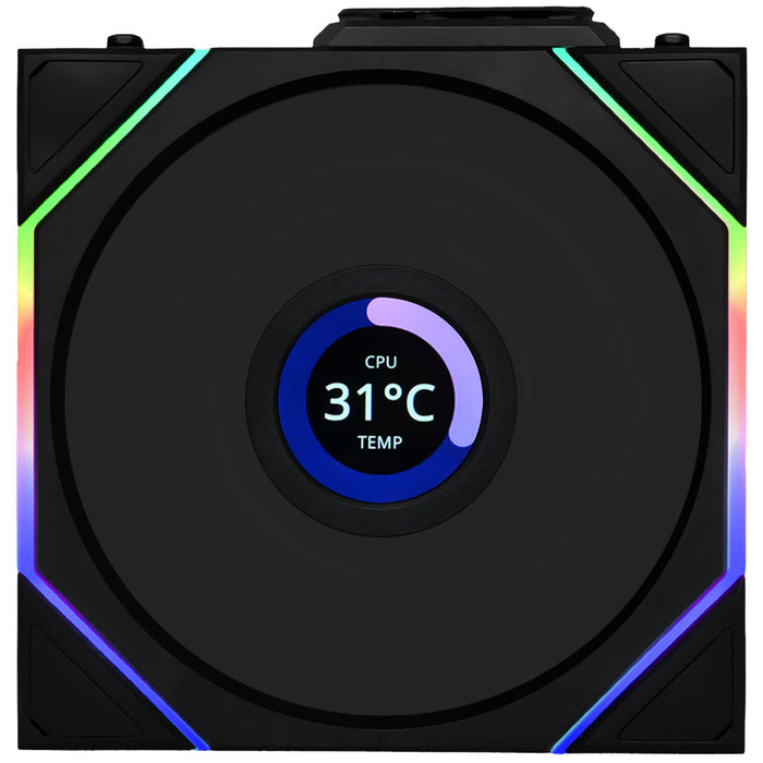 Lian Li UNI FAN TL LCD Wireless Reverse 120mm Fan Black – ARGB PWM with 1.6" IPS LCD