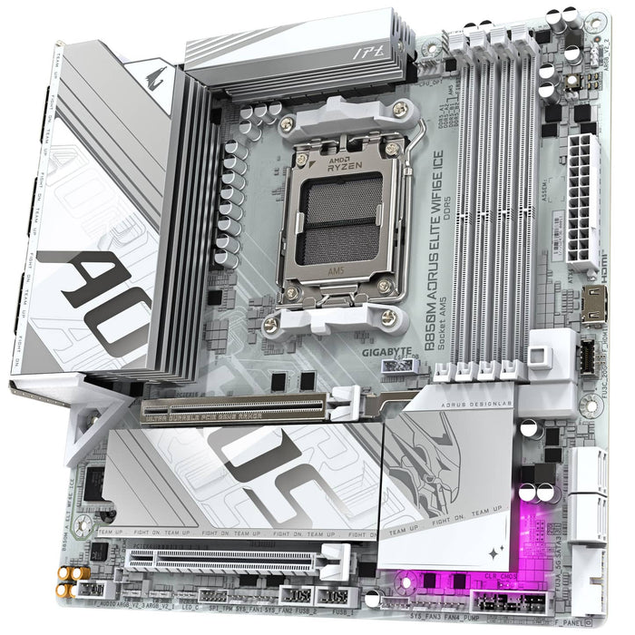 Gigabyte B850M AORUS ELITE WIFI6E ICE Micro‑ATX AM5 Motherboard – PCIe 5.0, DDR5