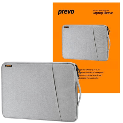 Prevo 15.6" Laptop Sleeve – Light Grey, Cushioned Lining, Side Pocket