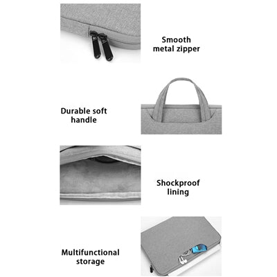 Prevo 15.6" Laptop Sleeve – Light Grey, Cushioned Lining, Side Pocket