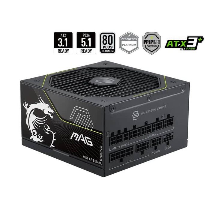 MSI MAG A1200PLS 1200W ATX 3.1 PCIe 5.1 80 Plus Platinum Modular Power Supply