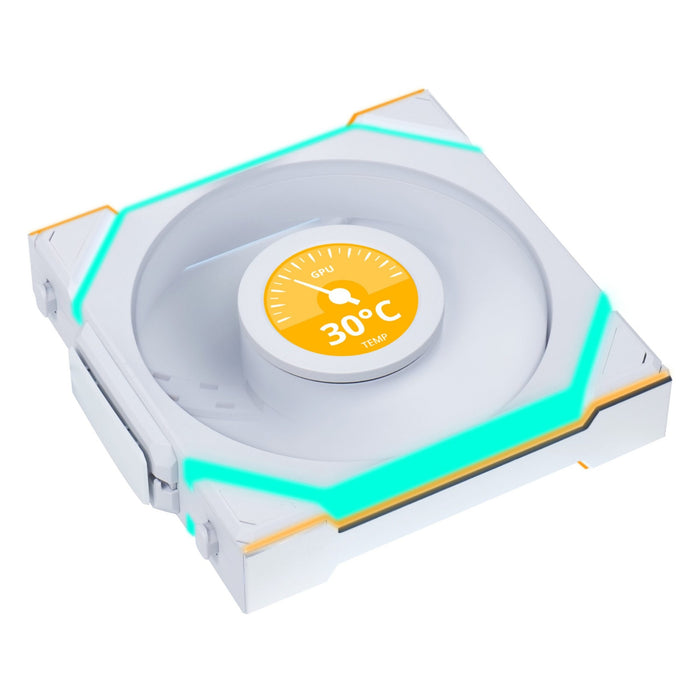Lian Li UNI FAN SL Wireless LCD 120 White ARGB PWM Fan – 1.6-Inch IPS Display