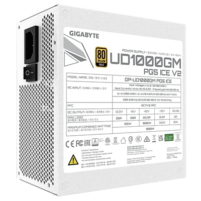 Gigabyte UD1000GM PG5 ICE 1000W ATX 3.1 Gold Fully Modular White PSU – PCIe Gen 5.1