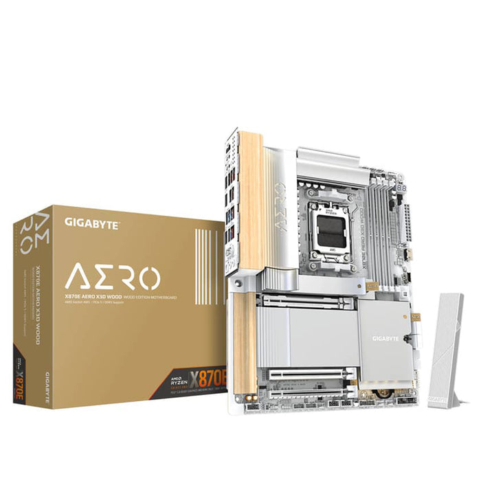 Gigabyte X870E AERO X3D WOOD ATX AM5 Motherboard – PCIe 5.0, DDR5, Wi‑Fi 7