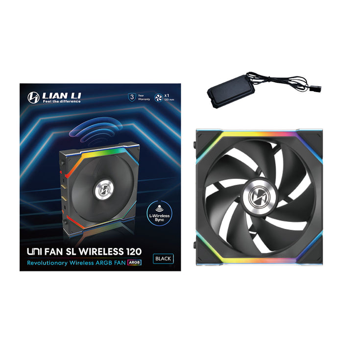 Lian Li UNI FAN SL Wireless 120mm ARGB PWM Fan Black – 2000RPM, 69.8CFM, L-Connect