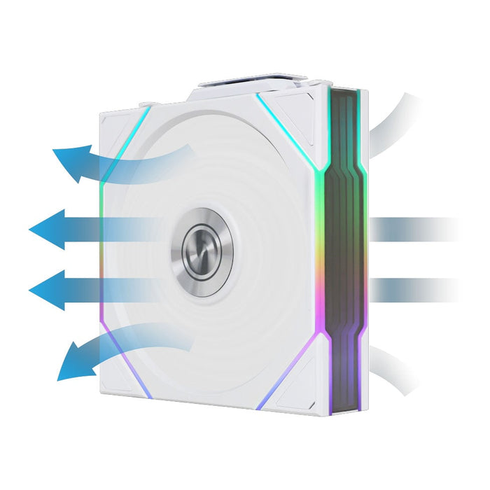 Lian Li UNI TL Wireless Reverse Blade Case Fan 120mm ARGB PWM Fan White, 3 Pack with L-Wireless Hub