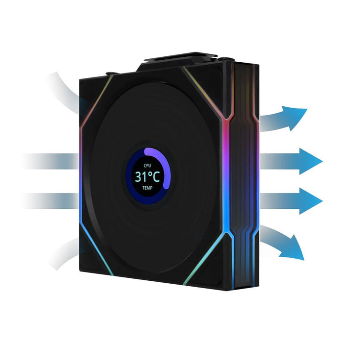 Lian Li UNI TL LCD Wireless 120mm ARGB PWM Gaming Case Fan, 1900 RPM, Black