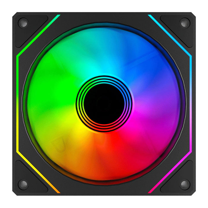 Vida Infinity02 Reverse Blade12cm ARGB PWM PC Case Fan, Hydraulic Bearing, Infinity Mirror Effect on Centre & Sides, 800-1800 RPM, Black