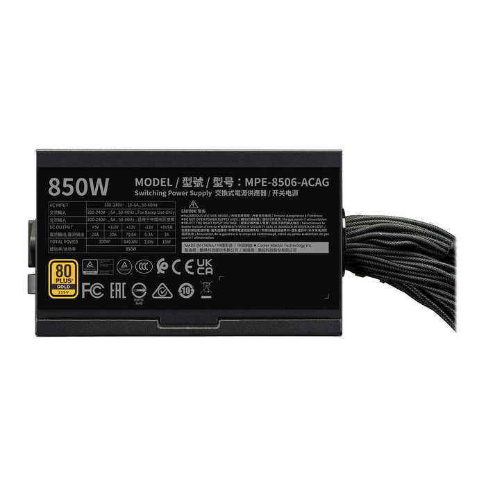 Cooler Master 850W MWE Gold V3 ATX 3.1 PSU, Fully Wired, HDB Bearing Fan, 80+ Gold Power Supply