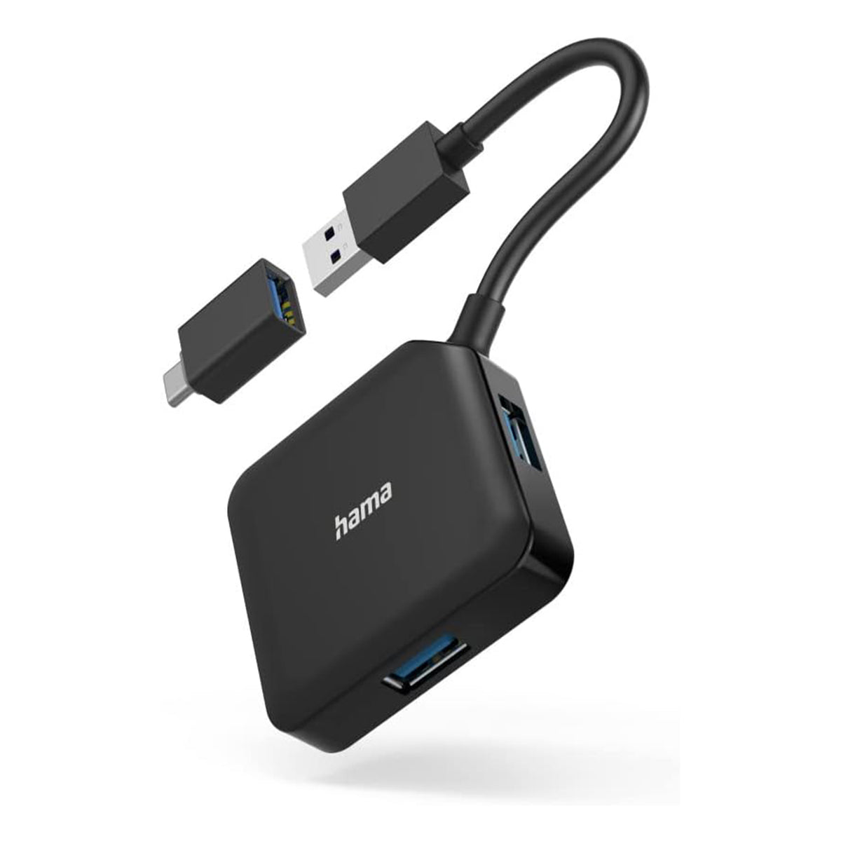 Hama External 4-Port USB 3.2 Gen 1 Hub, USB Powered, USB-A w/ USB-C Ad ...