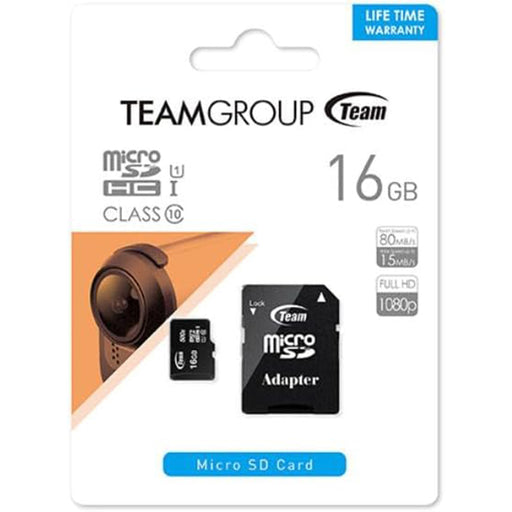 Team microSDHC UHS‑I 16GB flash memory card.