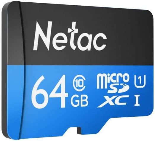 Netac P500 64GB MicroSDXC Card with SD Adapter, UHS-I Class 10, U1, 90MB/s, Memory Card