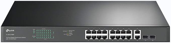 TP‑Link TL‑SG1218MP – 18‑Port Gigabit PoE+ Rackmount Switch, 16 PoE+ Ports, 250W