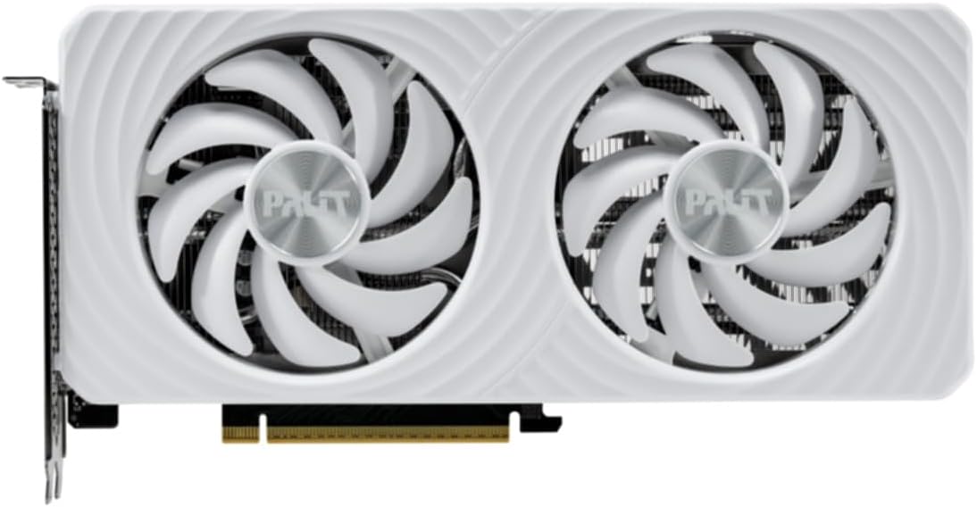 Palit RTX 5060 White OC Gaming Graphics Card, PCIe5, 8GB DDR7, 2527MHz Clock, RGB Lighting
