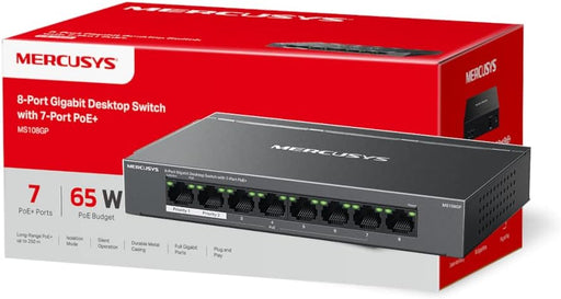 8 Port Gigabit Ethernet Switch, 7 Port PoE+ Desktop Switch