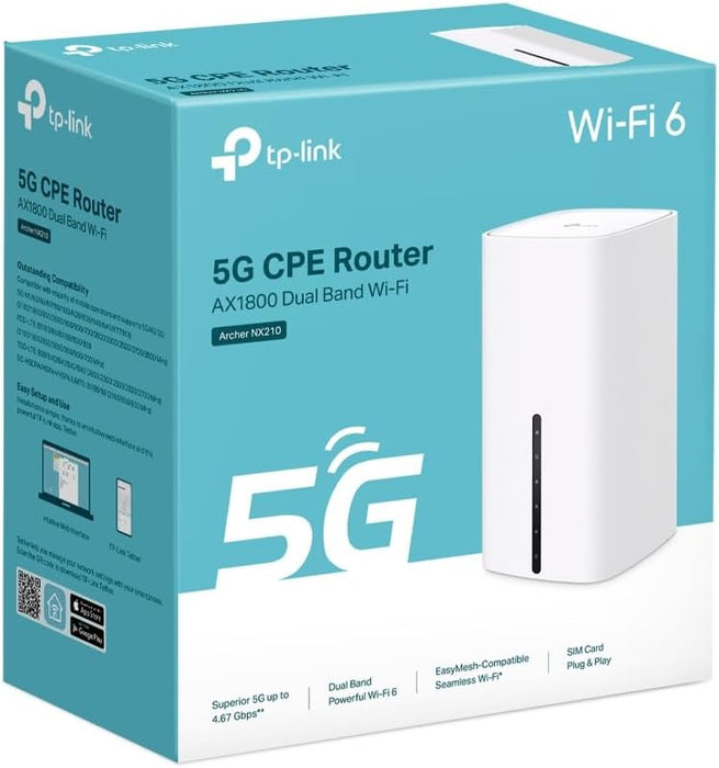 TP-Link Archer NX210 5G Router – AX1800 Wi‑Fi 6 Dual-Band Router with SIM Slot