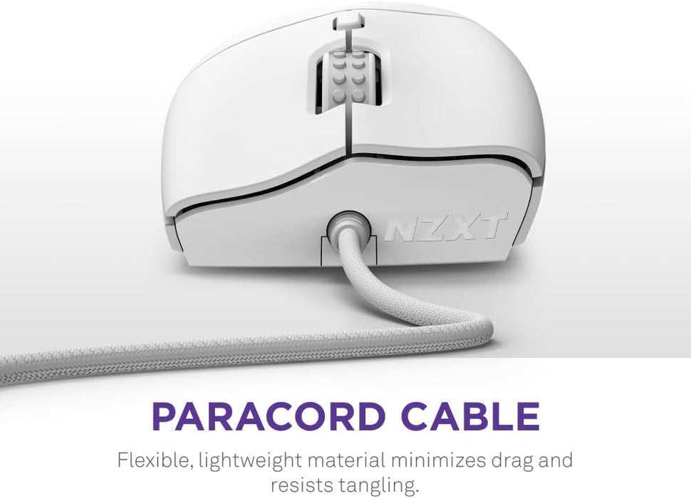 NZXT Lift 2 Ergo Lightweight Ergonomic Wired Gaming Mouse, Optical Switch, White