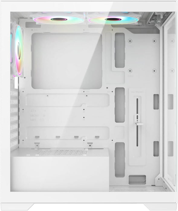 Vida Vetro White ARGB Gaming PC Case w/ Glass Front & Side, ATX, 3x ARGB Fans, 6-Port PWM ARGB Fan Hub